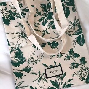 Gucci Botanical Green and Cream Tote Bag